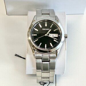 Seiko Essentials Collection Stainless Steel Watch Black Dial